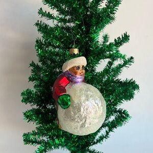•Christopher Radko Snowballing Glass Ornament•